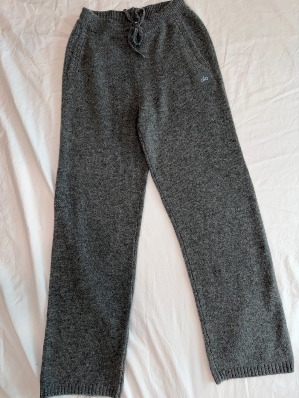 Alo Yoga Wool Cashmere Knit Lounge Pants XS Gray Soft Cozy Luxury - Picture 4 of 6